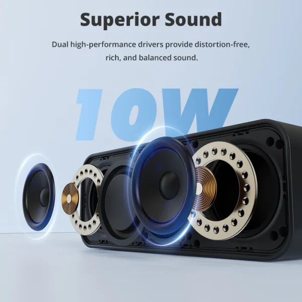 SOUNARC P2 IPX5 Bluetooth Speaker with Bluetooth 5.3, 10W Stereo Sound, Upto 15 Hours of Playtime - Black - Image 11