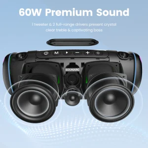 Sounarc R2 60W Extreme Bass Portable Speaker with Bluetooth 5.3, IPX6 Waterproof & Stereo Pairing - Black - Image 12