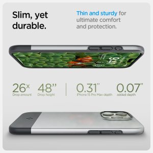 Apple iPhone 15 Pro Style Armor MFit Case by Spigen - Classic Silver - ACS06748 - Image 5