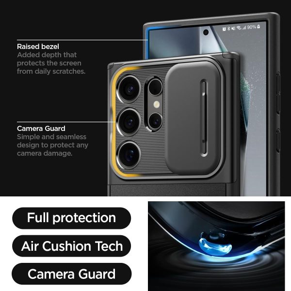 61Bj9-8FFgL._AC_SL1200_ Galaxy S24 Ultra Optik Armor Case By Spigen - ACS07313 - Black - Image 4