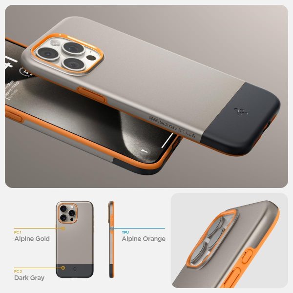 Apple iPhone 15 Pro Max Style Armor MFit Case by Spigen - Alpine Gold - ACS06611 - Image 6