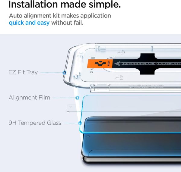 Spigen GLAStR EZ FIT HD for Samsung Galaxy S24 Screen Protector Premium Tempered Glass Case Friendly - 2 PACK - AGL07440 - Image 7