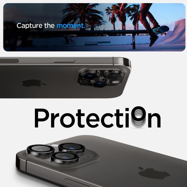 61qp5VQaKML._AC_SL1200_ Apple iPhone 16 Pro Max /16 Pro / 15 Pro Max / 15 Pro / 14 Pro Max / 14 Pro Camera Lens Protector GlasTR EZ Fit Optik Pro by Spigen - AGL05205 - Black Titanium - 2 PACK - Image 6