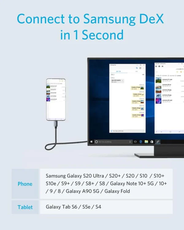 Anker 311 USB-C to HDMI Braided Cable - 1.8M - Black - A8730H11 - Image 7