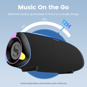 Sounarc R2 60W Extreme Bass Portable Speaker with Bluetooth 5.3, IPX6 Waterproof & Stereo Pairing - Black - Image 9