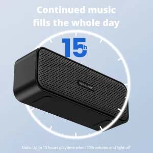 SOUNARC P2 IPX5 Bluetooth Speaker with Bluetooth 5.3, 10W Stereo Sound, Upto 15 Hours of Playtime - Black - Image 7