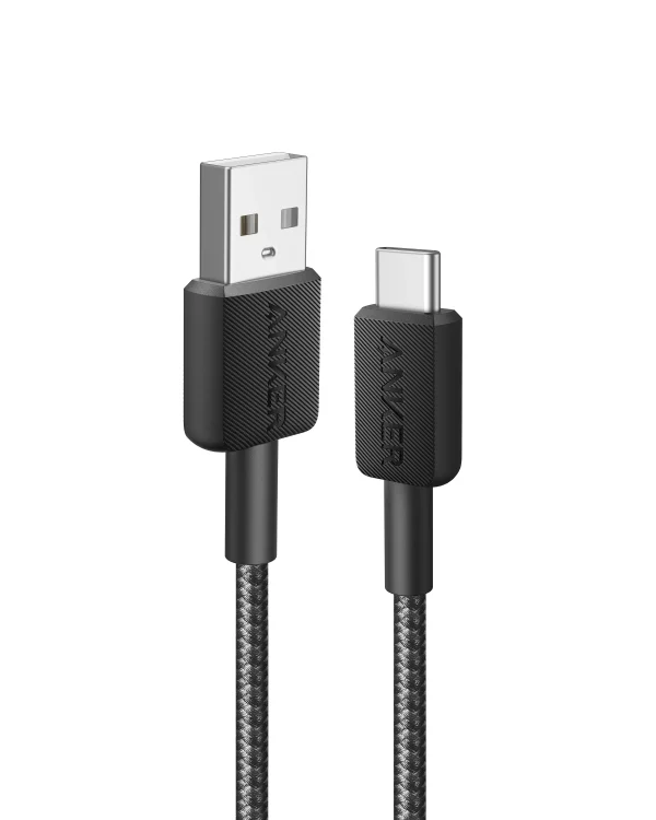 A81H5011_TD01_V1 Anker 322 USB-A to USB-C Braided Cable - 3ft - Black - A81H5H11 - Image 1