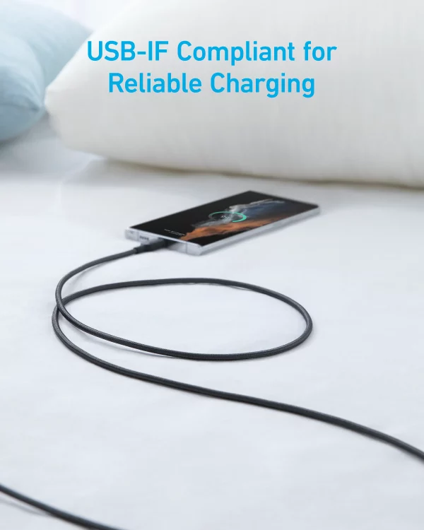 A81H6011_TD04_V1 Anker 322 USB-A to USB-C Braided Cable - 3ft - Black - A81H5H11 - Image 2