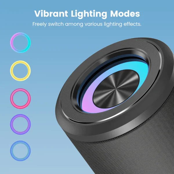 LightingModes Sounarc P4 20W Portable Cylindrical Speaker with 20W Stereo Sound, Various Lightning Model, 3000 man Battery & more - Black - Image 11