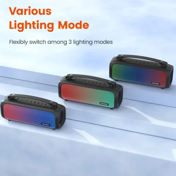 SOUNARC P3 Bluetooth Portable Speaker with 16W Stereo Sound, Various LED Modes, 7 Hours of Playtime - Green - Image 7