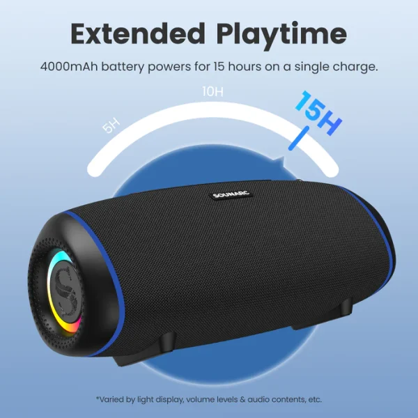 Playtime_34b1df99-35b7-4a45-b6d0-08ffec4d4023 Sounarc R1 40W Portable Outdoor Speaker with Bluetooth 5.3, IPX6 Waterproof, Stereo Pairing & more - Black - Image 5