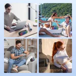 SOUNARC P3 Bluetooth Portable Speaker with 16W Stereo Sound, Various LED Modes, 7 Hours of Playtime - Green - Image 10