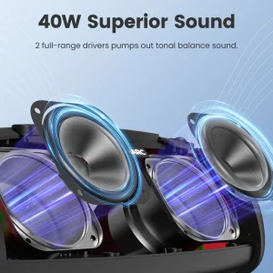 Sounarc R1 40W Portable Outdoor Speaker with Bluetooth 5.3, IPX6 Waterproof, Stereo Pairing & more - Black - Image 11