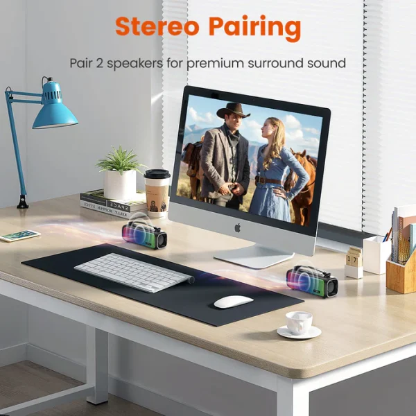 SOUNARC P3 Bluetooth Portable Speaker with 16W Stereo Sound, Various LED Modes, 7 Hours of Playtime - Green - Image 6