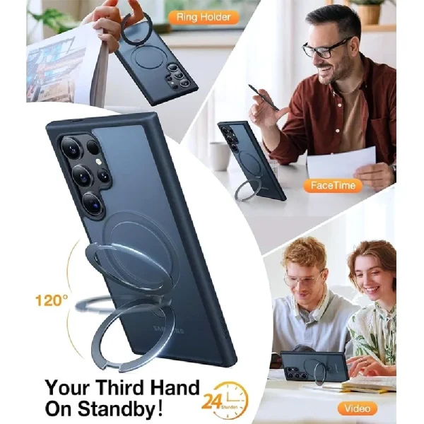 Galaxy S24 Ultra UPRO OStand Matte Series Case by Torras - Black - Image 5