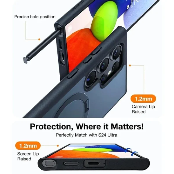 Galaxy S24 Ultra UPRO OStand Matte Series Case by Torras - Black - Image 4