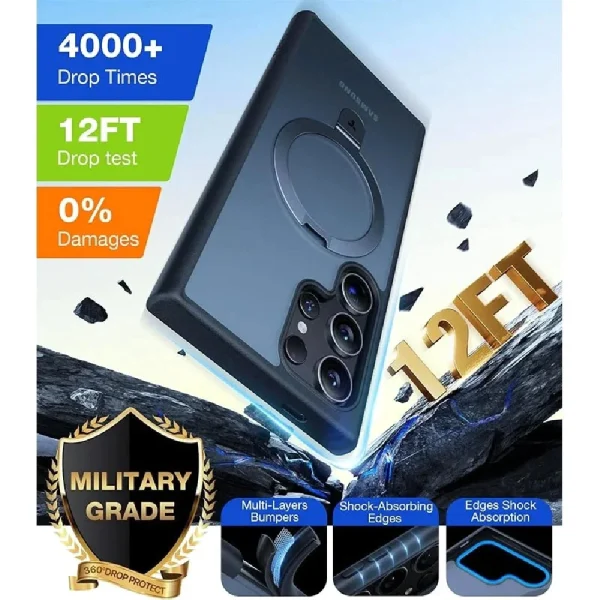 Galaxy S24 Ultra UPRO OStand Matte Series Case by Torras - Black - Image 3