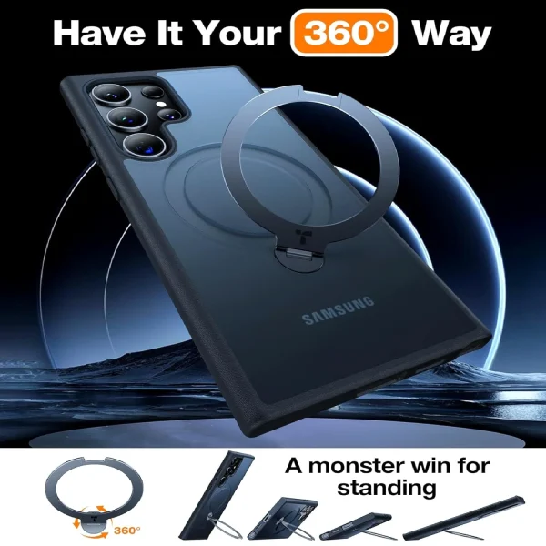 Galaxy S24 Ultra UPRO OStand Spin Series Case by Torras - Black - Image 6