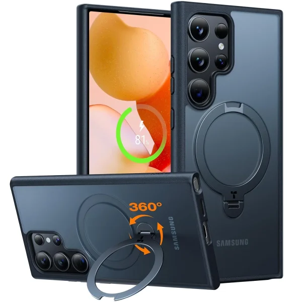 Torras-UPRO-Ostand-Spin-Case-for-SG-S24-Ultra Galaxy S24 Ultra UPRO OStand Spin Series Case by Torras - Black - Image 1