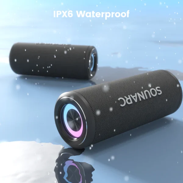 Waterproof_97a7e256-20a4-4f46-9c95-42b195a83362 Sounarc P4 20W Portable Cylindrical Speaker with 20W Stereo Sound, Various Lightning Model, 3000 man Battery & more - Black - Image 8