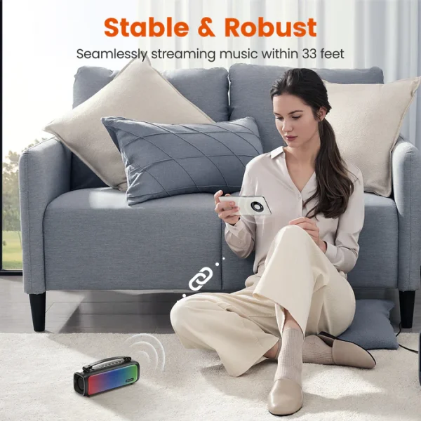 SOUNARC P3 Bluetooth Portable Speaker with 16W Stereo Sound, Various LED Modes, 7 Hours of Playtime - Green - Image 4