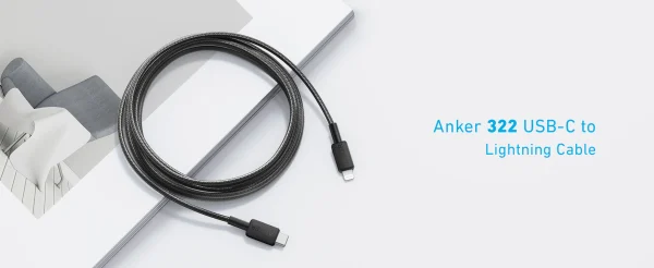 Anker 322 USB-C to Lightning Connector Braided Cable - 3ft - Black - A81B5H11 - Image 2