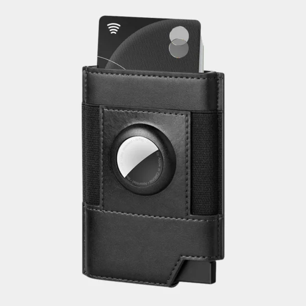 Villantto Leather Smart Wallet For Apple Airtag VL404 - Black - Image 4