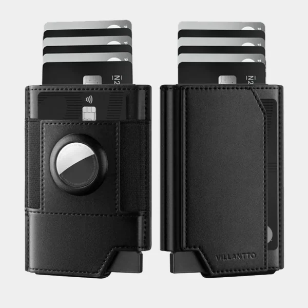 1_3cc173bb-4d0a-4a3d-a802-fc0528c76719 Villantto Leather Smart Wallet For Apple Airtag VL404 - Black - Image 1