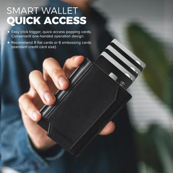 Villantto Leather Smart Wallet For Apple Airtag VL404 - Black - Image 11