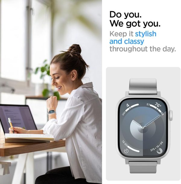 Spigen Sleek Link Watch Band for Apple Watch Ultra 3 / 2 / Apple Watch Ultra 49mm, Series 10/9/8/SE2/7/6/SE/5/4/3/2/1 46mm/ 45mm / 44mm / 42mm - AMP07224 - Silver - Image 5