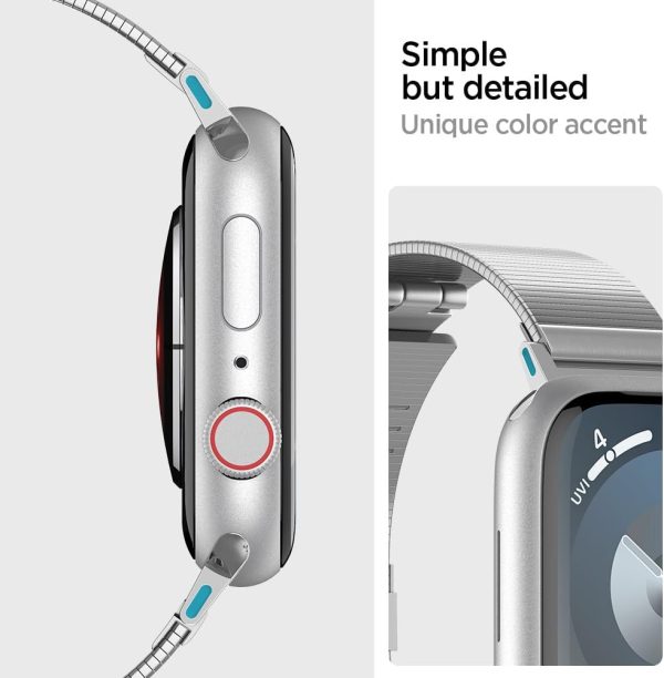 Spigen Sleek Link Watch Band for Apple Watch Ultra 3 / 2 / Apple Watch Ultra 49mm, Series 10/9/8/SE2/7/6/SE/5/4/3/2/1 46mm/ 45mm / 44mm / 42mm - AMP07224 - Silver - Image 2