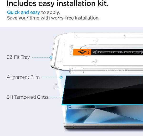Galaxy S24 Ultra GlasTR EZ FIT Privacy By Spigen - 2 Pack - AGL07625 - Image 6