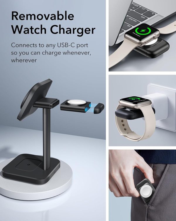 ESR HaloLock 3-in-1 Watch Wireless Charging Set US Plug - Black - Image 5