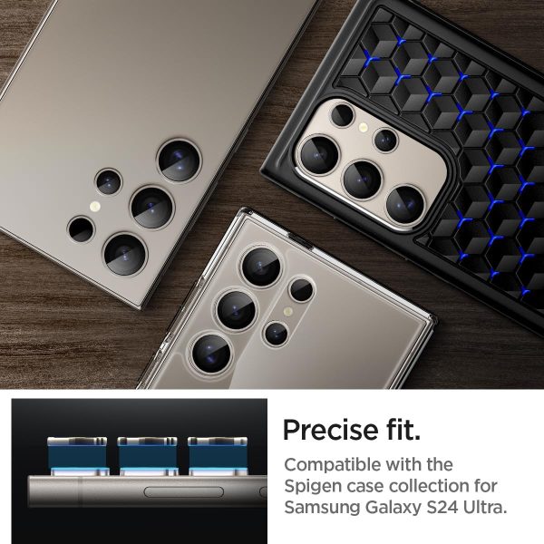Galaxy S24 Ultra Optik Pro EZ Fit Camera Lens Protector By Spigen 2 Pack - AGL07426 - Gray - Image 3