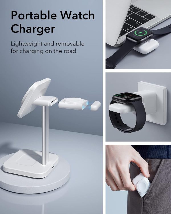ESR HaloLock 3-in-1 Watch Wireless Charging Set US Plug - White - Image 4