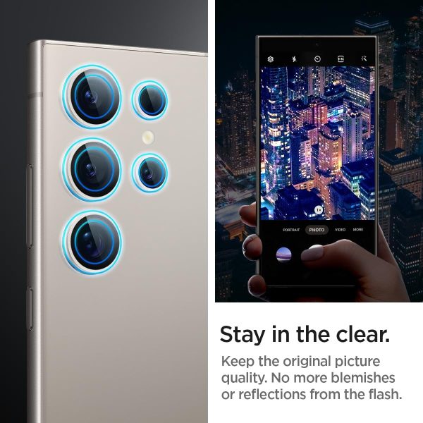 Galaxy S24 Ultra Optik Pro EZ Fit Camera Lens Protector By Spigen 2 Pack - AGL07426 - Gray - Image 5