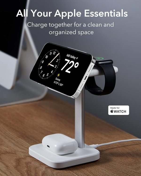 ESR HaloLock 3-in-1 Watch Wireless Charging Set US Plug - White - Image 5