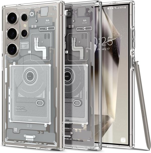 71sibKF1V2L._AC_SL1200_ UItra Hybrid Case By Spigen Case for Galaxy S24 Ultra - ACS07294 - Zero One White best price in pakistan