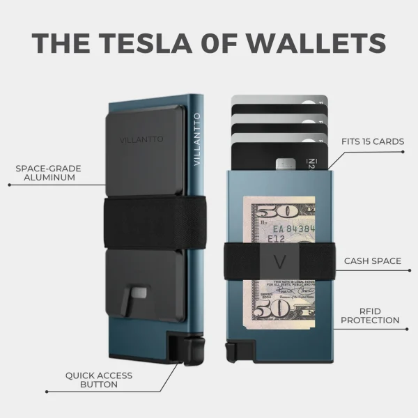 Villantto Aluminum Smart Wallet - Pacific Blue - Image 2