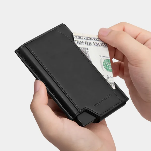 Villantto Leather Smart Wallet For Apple Airtag VL404 - Black - Image 6