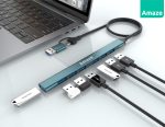 AMAZE A307 USB + Type C 7-Port USB 3.0 HUB - Black - BIS - Image 2