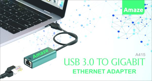 AMAZE A415 USB 3.0 TO GIGABIT ETHERNET ADAPTER - Black - BIS - Image 2