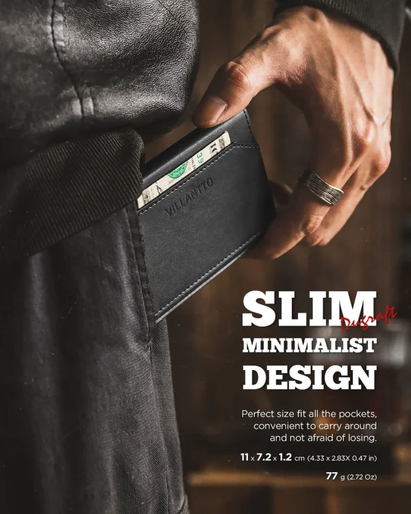 Villantto Leather Smart Wallet VL301 - Black - Image 2