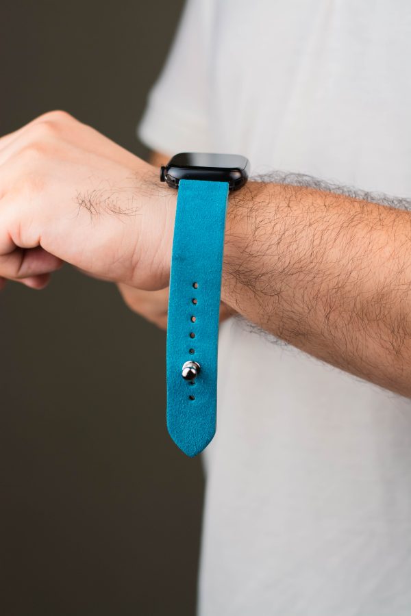 Waji's Leather watch straps (2) (1) Waji's Apple Watch Strap - Suede Leather Strap 49 mm / 46 mm / 45 mm / 44 mm / 42 mm - Cyan Blue - AMT-CBLSUE-AWS-02 - Image 3