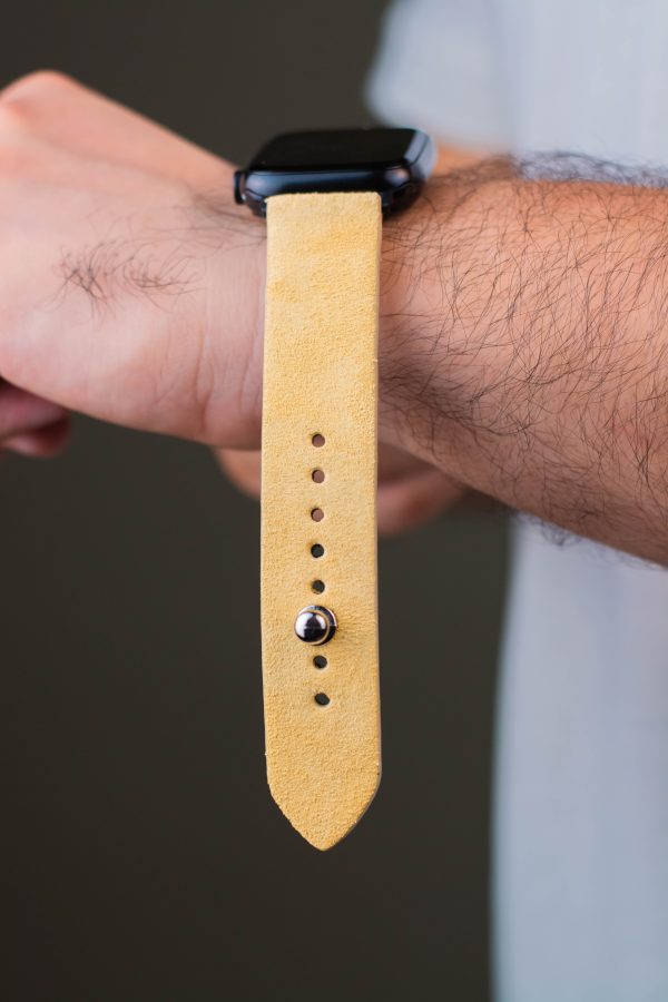 Waji's Apple Watch Strap - Suede Leather Strap 49 mm / 46 mm / 45 mm / 44 mm / 42 mm - Lemon Yellow - AMT-LEYSUE-AWS-02 - Image 3