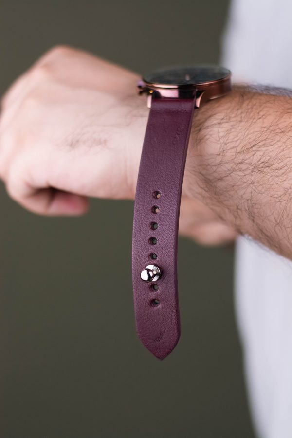 Waji's Leather watch straps (2) Waji's Samsung Watch Strap For Samsung Gear S3 Frontier - Pure Leather Strap - Quick Release - Burgundy - AMT-BURG-SWS-02 - Image 3