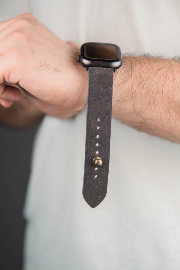 Waji's Leather watch straps (2) Waji's Apple Watch Strap - Suede Leather Strap 41 mm / 40 mm / 39 mm / 38 mm - Dark Gray - AMT-DGRSUE-AWS-01 - Image 4