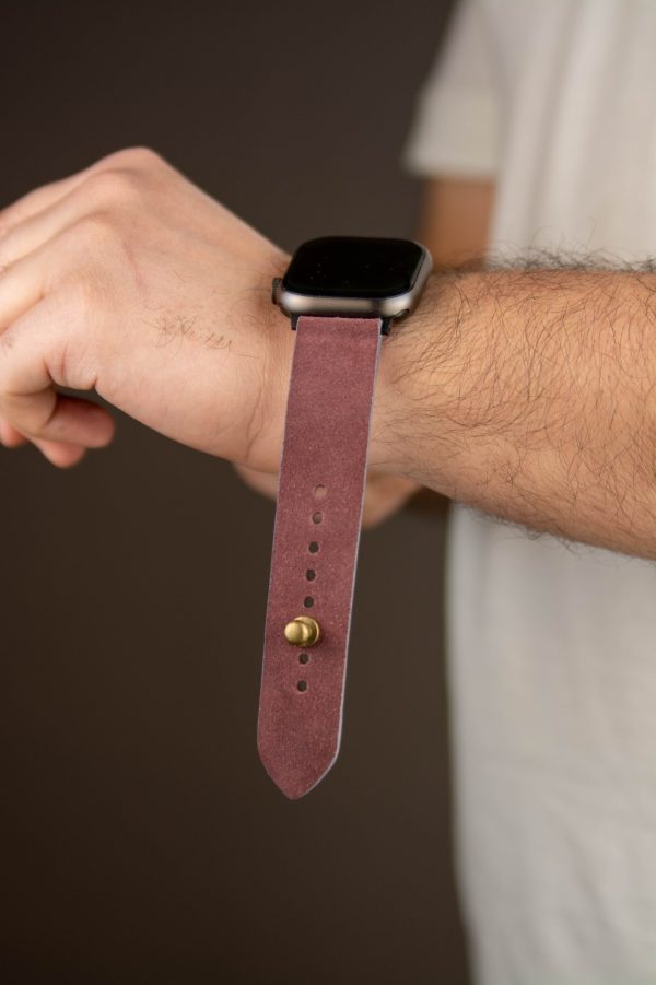 Waji's Leather watch straps (33) Waji's Apple Watch Strap - Suede Leather Strap 49 mm / 46 mm / 45 mm / 44 mm / 42 mm - Burgunday - AMT-BURSUE-AWS-02 - Image 3