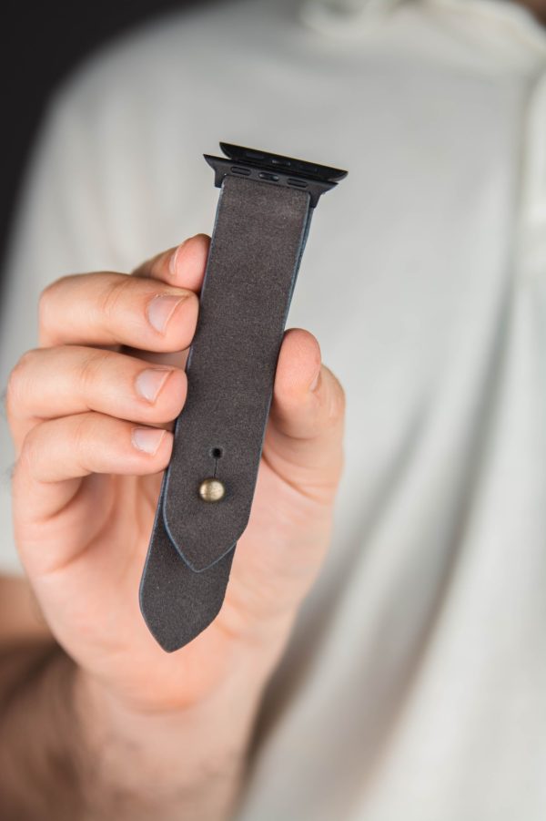 Waji's Leather watch straps (77) Waji's Apple Watch Strap - Suede Leather Strap 41 mm / 40 mm / 39 mm / 38 mm - Dark Gray - AMT-DGRSUE-AWS-01 - Image 2