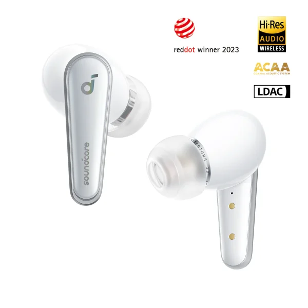 Anker Soundcore Liberty 4 Noise Cancelling Earbuds True Wireless Earbuds with ACAA 3.0 Dual Dynamic Drivers for Hi-Res Premium Sound Spatial Audio with Dual Modes All-New Heart Rate Sensor - White - A3953P21 - BIS - Image 1